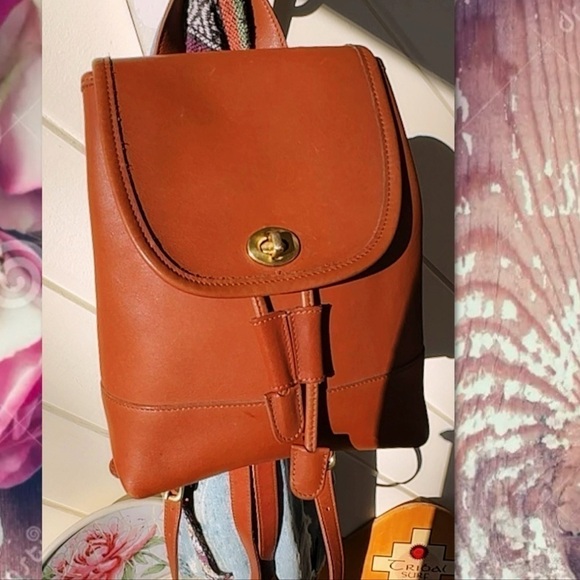 GORGEOUS VINTAGE COACH BRITISH TAN LEATHER MINI BACKPACK / DAYPACK 9960 - Picture 6 of 17